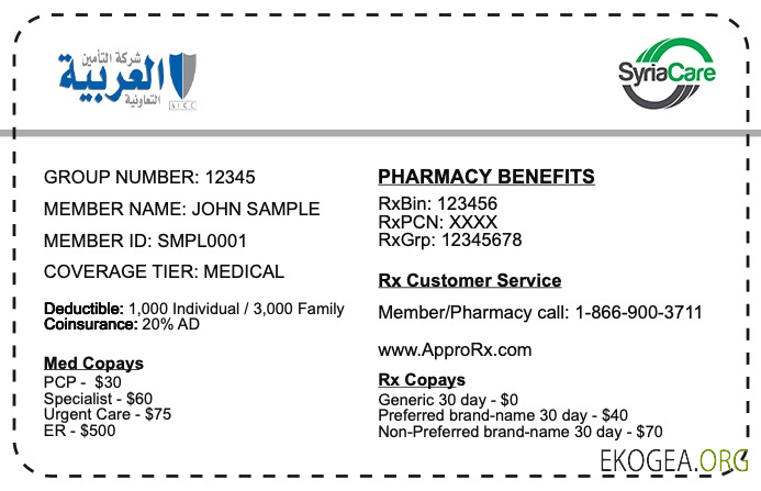 Carte d'assurance maladie syrienne